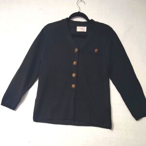 Laura Petites By Alyzie Long Sleeve Women's V Neck 5 Button 🖤 Sweater Size 10